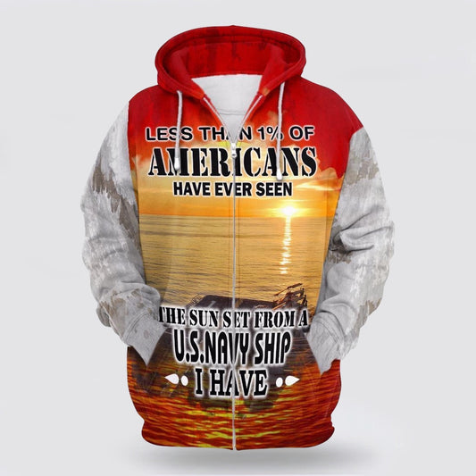 Us Navy Hoodie, Sun Set On Navy Ship All Over Print Hoodie