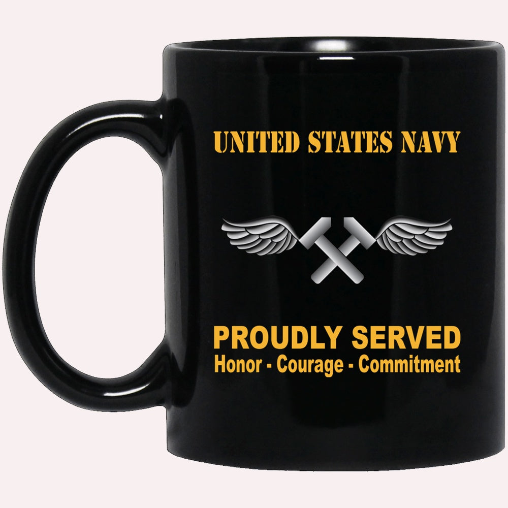 Us Navy Mug, Veterans Mug, Navy Aviation Structural Mechanic Navy AM Proudly Served Black Mug, Military Coffee Mugs, Us Navy Coffee Mugs