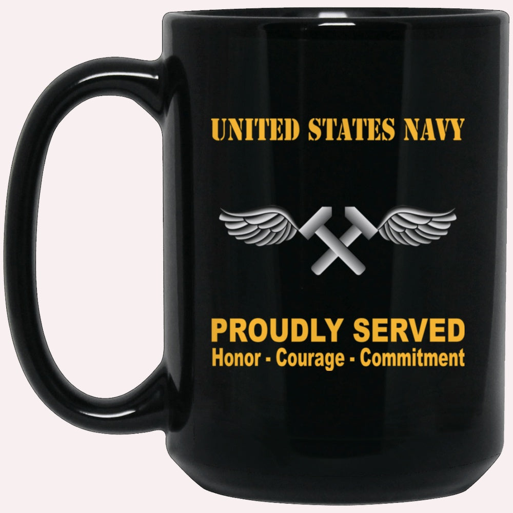 Us Navy Mug, Veterans Mug, Navy Aviation Structural Mechanic Navy AM Proudly Served Black Mug, Military Coffee Mugs, Us Navy Coffee Mugs
