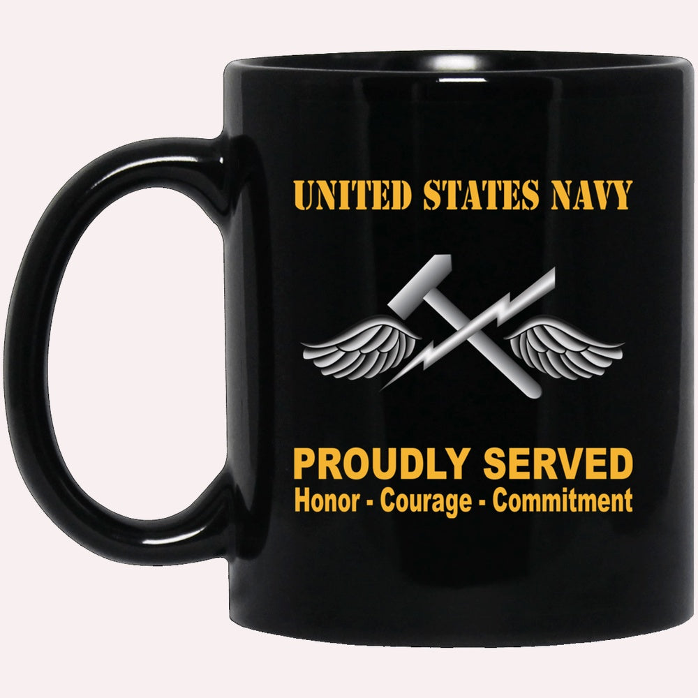 Us Navy Mug, Veterans Mug, Navy Aviation Support Equipment Tech Navy AS Proudly Served Black Mug, Military Coffee Mugs, Us Navy Coffee Mugs