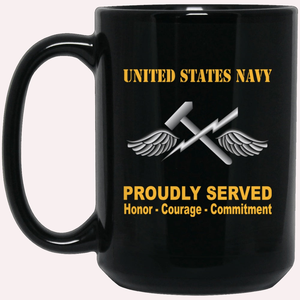 Us Navy Mug, Veterans Mug, Navy Aviation Support Equipment Tech Navy AS Proudly Served Black Mug, Military Coffee Mugs, Us Navy Coffee Mugs