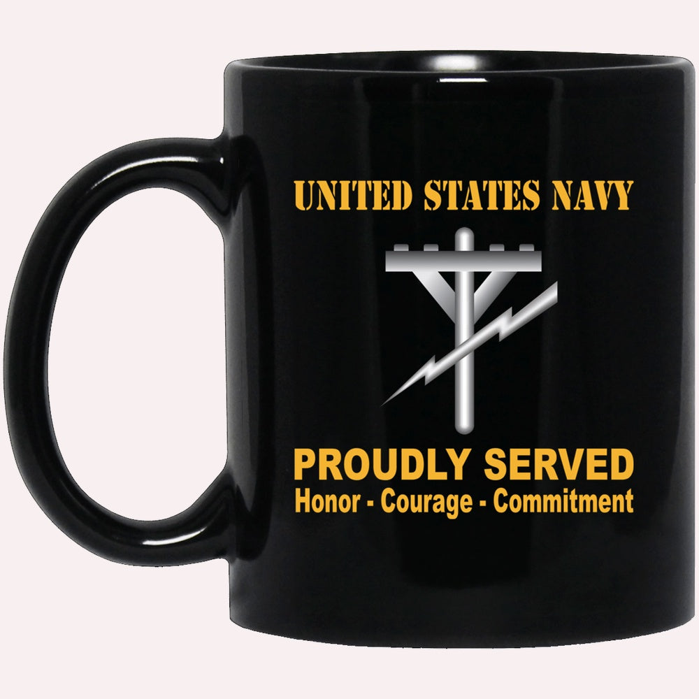 Us Navy Mug, Veterans Mug, Navy Construction Electrician Navy CE Proudly Served Black Mug, Military Coffee Mugs, Us Navy Coffee Mugs