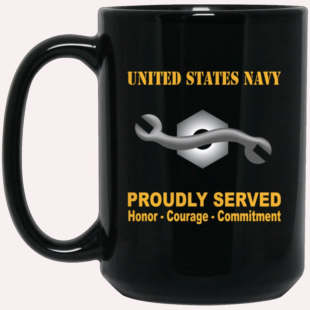 Us Navy Mug, Veterans Mug, Navy Construction Mechanic Navy CM Proudly Served Black Mug, Military Coffee Mugs, Us Navy Coffee Mugs