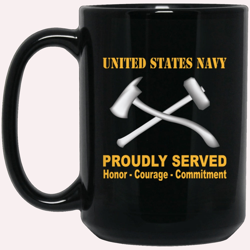 Us Navy Mug, Veterans Mug, Navy Damage Controlman Navy DC Proudly Served Black Mug, Military Coffee Mugs, Us Navy Coffee Mugs