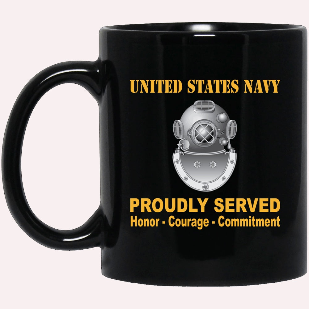 Us Navy Mug, Veterans Mug, Navy Diver Navy ND Proudly Served Black Mug, Military Coffee Mugs, Us Navy Coffee Mugs