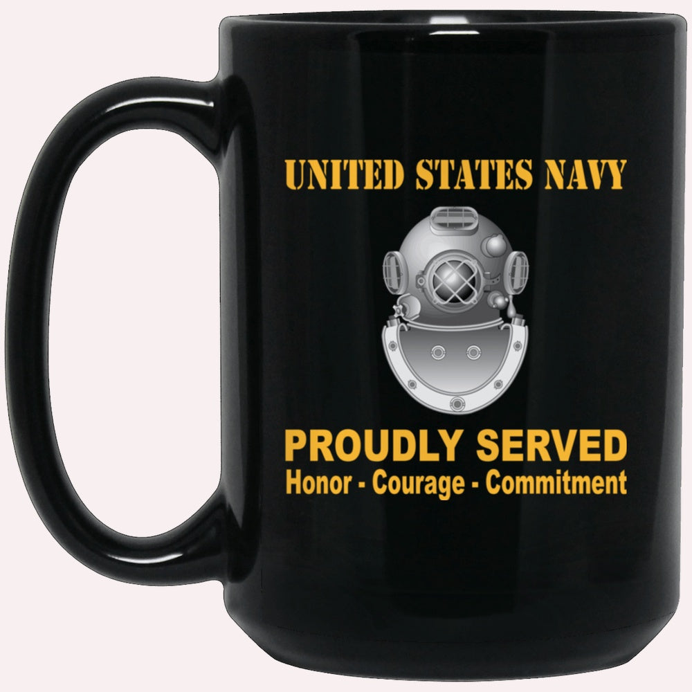 Us Navy Mug, Veterans Mug, Navy Diver Navy ND Proudly Served Black Mug, Military Coffee Mugs, Us Navy Coffee Mugs