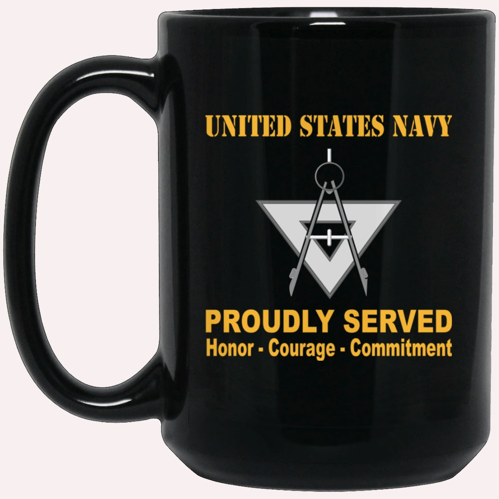 Us Navy Mug, Veterans Mug, Navy Draftsman Navy DM Proudly Served Black Mug, Military Coffee Mugs, Us Navy Coffee Mugs