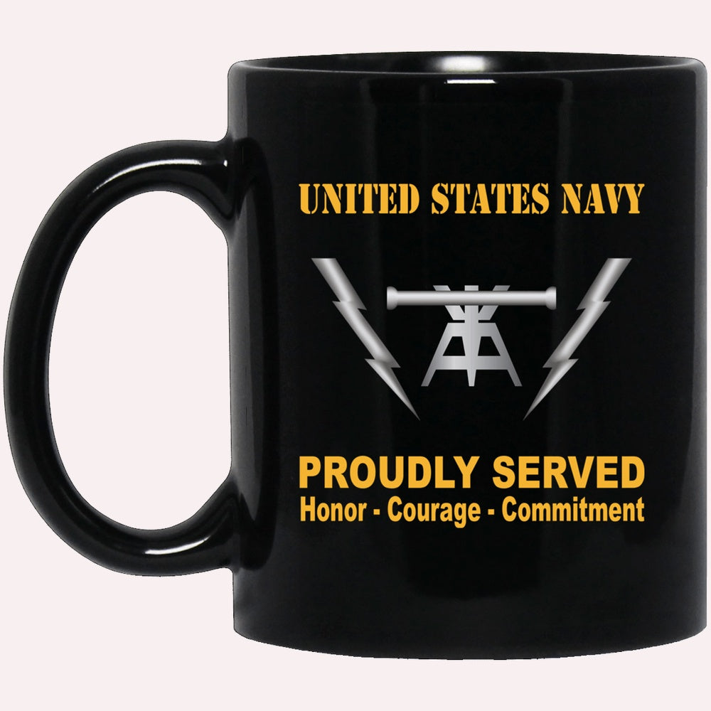 Us Navy Mug, Veterans Mug, Navy Fire Controlman Navy FC Proudly Served Black Mug, Military Coffee Mugs, Us Navy Coffee Mugs