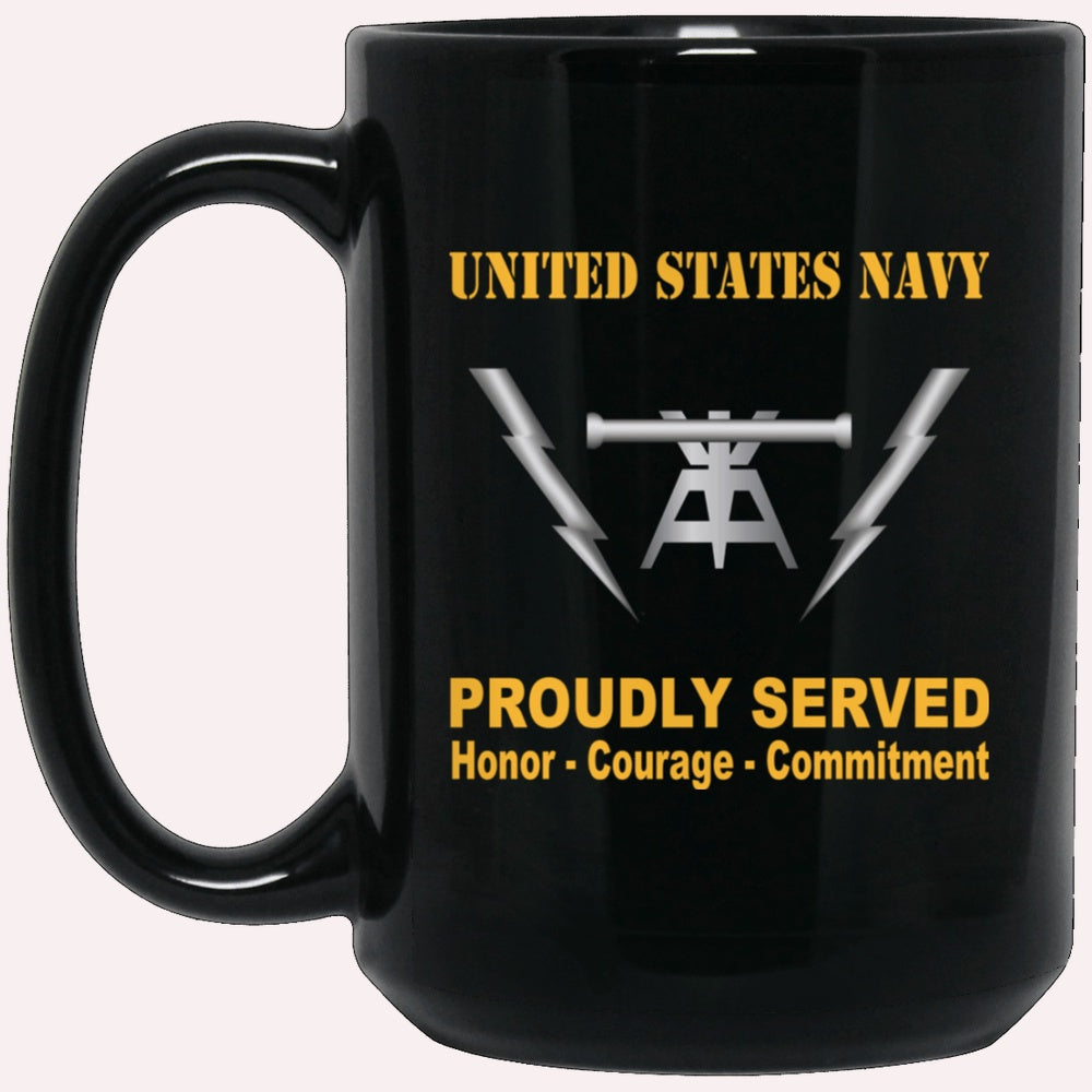 Us Navy Mug, Veterans Mug, Navy Fire Controlman Navy FC Proudly Served Black Mug, Military Coffee Mugs, Us Navy Coffee Mugs