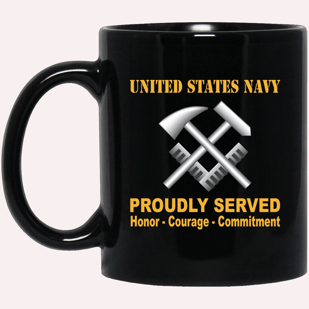 Us Navy Mug, Veterans Mug, Navy Hull Maintenance Technician Navy HT Proudly Served Black Mug, Military Coffee Mugs, Us Navy Coffee Mugs
