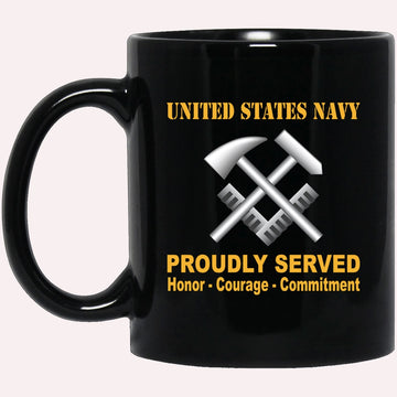 Us Navy Mug, Veterans Mug, Navy Hull Maintenance Technician Navy HT Proudly Served Black Mug, Military Coffee Mugs, Us Navy Coffee Mugs