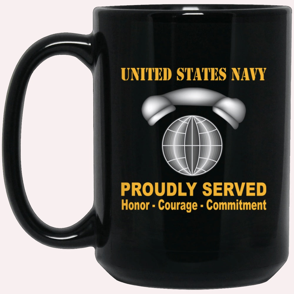 Us Navy Mug, Veterans Mug, Navy Interior Communications Electrician Navy IC Proudly Served Black Mug, Military Coffee Mugs, Us Navy Coffee Mugs