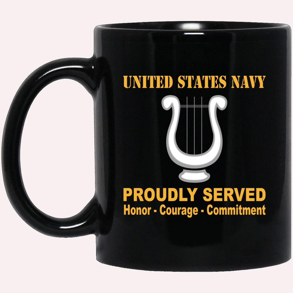 Us Navy Mug, Veterans Mug, Navy Musician Navy MU Proudly Served Black Mug, Military Coffee Mugs, Us Navy Coffee Mugs