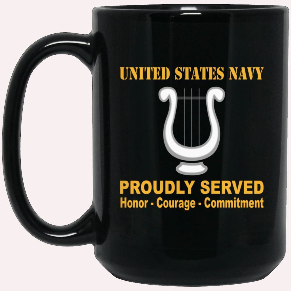 Us Navy Mug, Veterans Mug, Navy Musician Navy MU Proudly Served Black Mug, Military Coffee Mugs, Us Navy Coffee Mugs
