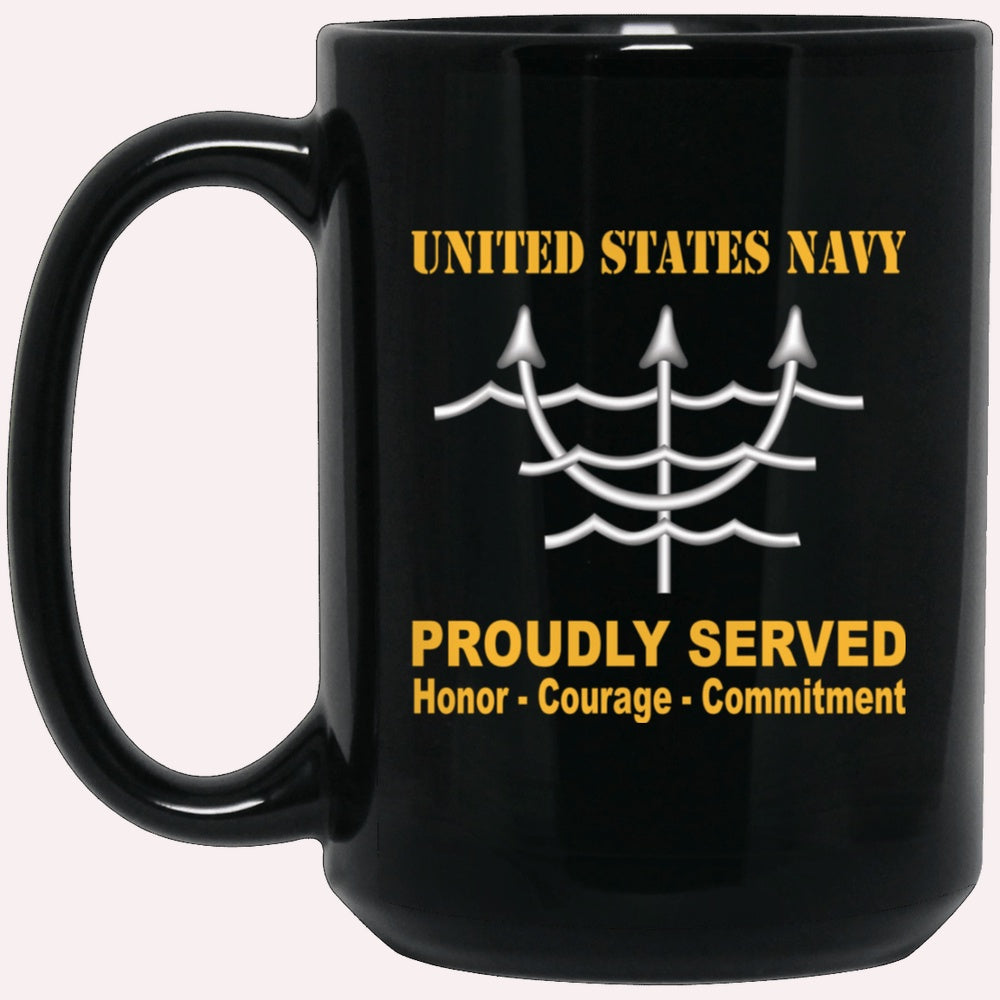 Us Navy Mug, Veterans Mug, Navy Ocean Systems Technician Navy OT Proudly Served Black Mug, Military Coffee Mugs, Us Navy Coffee Mugs