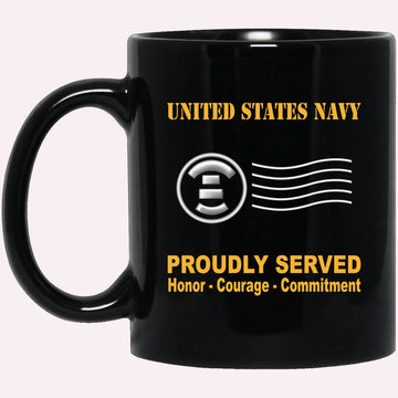 Us Navy Mug, Veterans Mug, Navy Postal Clerk Navy PC Proudly Served Black Mug, Military Coffee Mugs, Us Navy Coffee Mugs