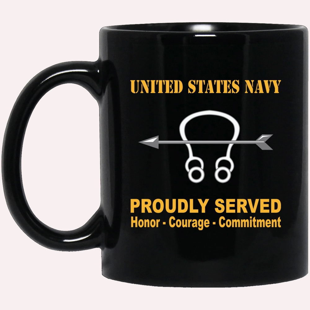 Us Navy Mug, Veterans Mug, Navy Sonar Technician Navy ST Proudly Served Black Mug, Military Coffee Mugs, Us Navy Coffee Mugs
