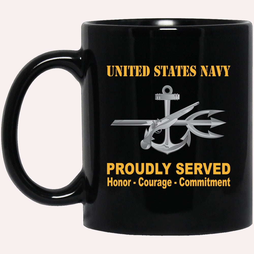 Us Navy Mug, Veterans Mug, Navy Special Warfare Operator Navy SO Proudly Served Black Mug, Military Coffee Mugs, Us Navy Coffee Mugs