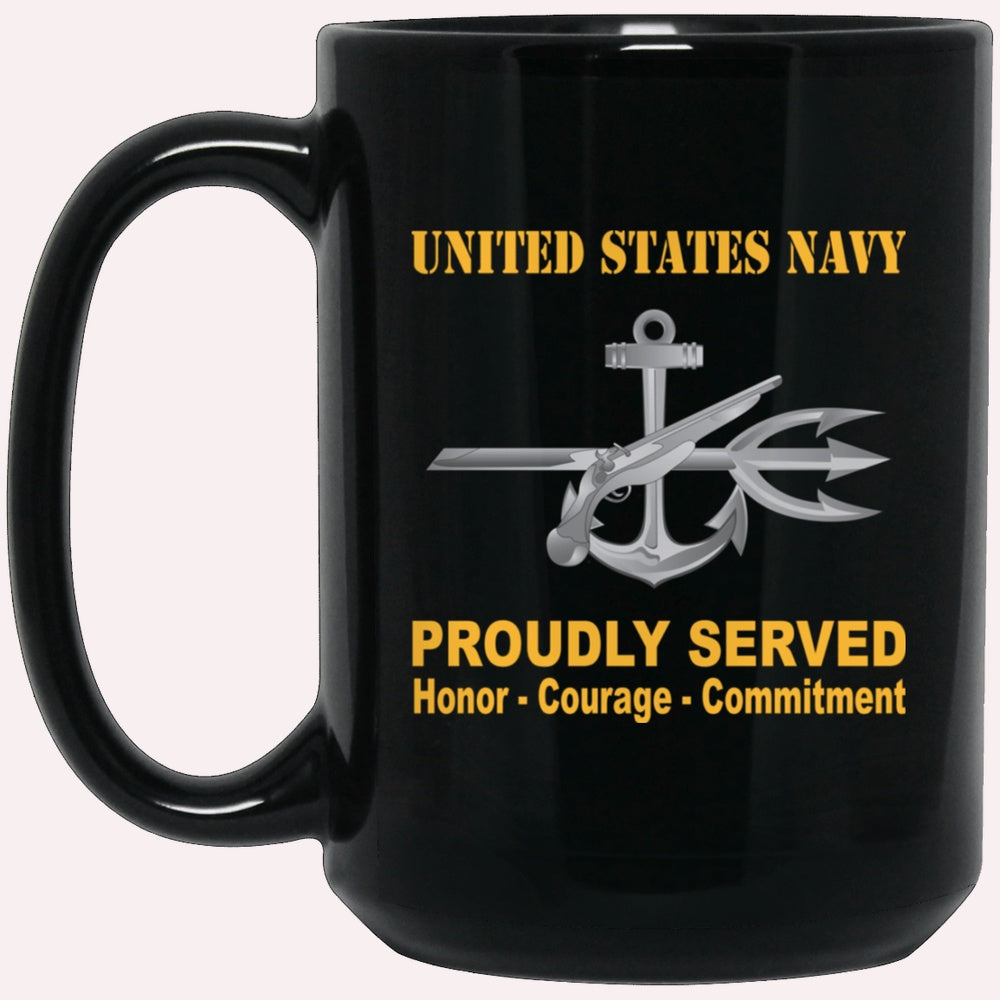 Us Navy Mug, Veterans Mug, Navy Special Warfare Operator Navy SO Proudly Served Black Mug, Military Coffee Mugs, Us Navy Coffee Mugs