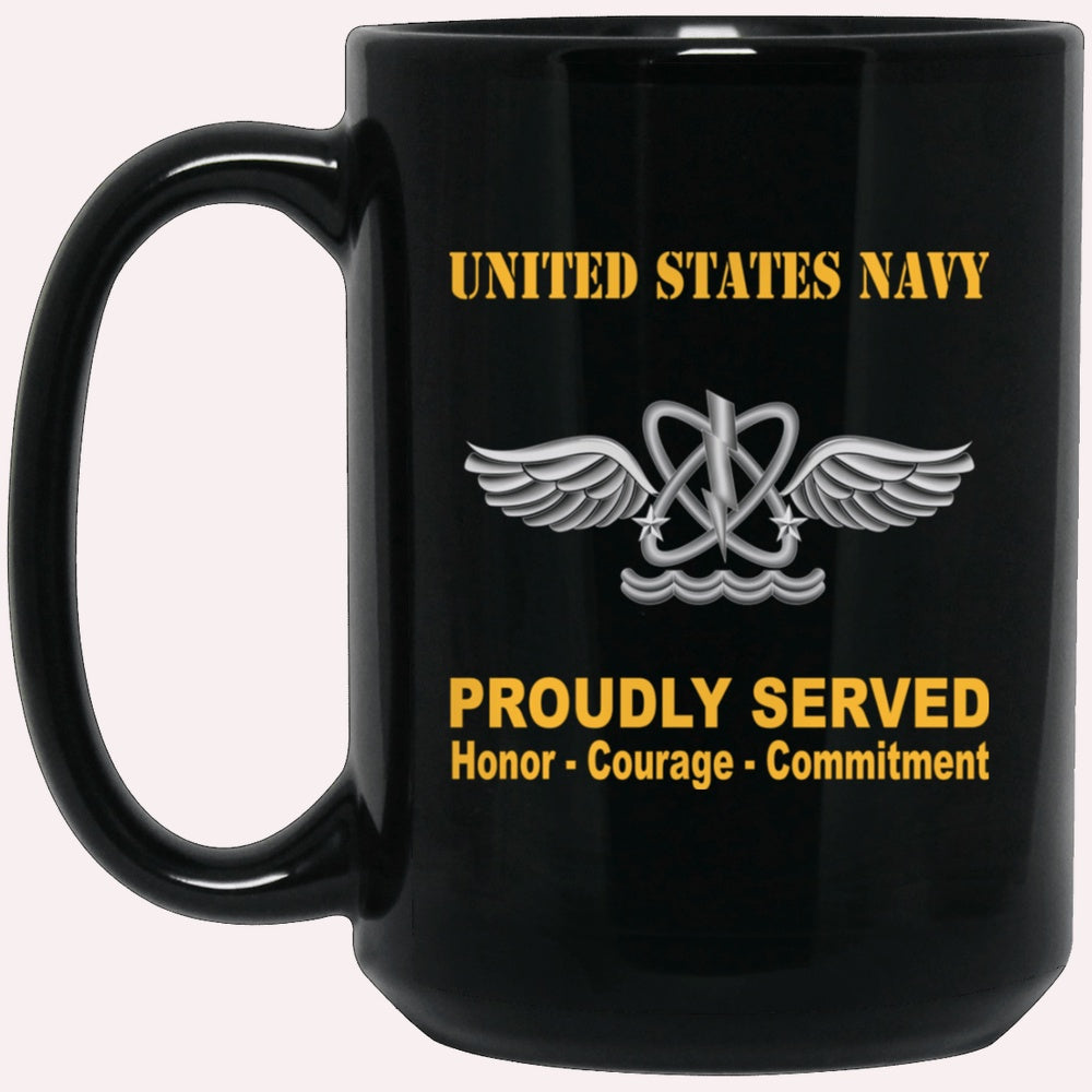 Us Navy Mug, Veterans Mug, U.S Navy Naval aircrewman Navy AW Proudly Served Black Mug, Military Coffee Mugs, Us Navy Coffee Mugs