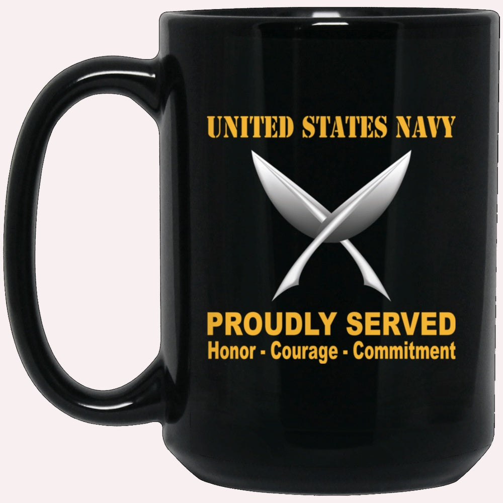 Us Navy Mug, Veterans Mug, U.S Navy Yeoman Navy YN Proudly Served Black Mug, Military Coffee Mugs, Us Navy Coffee Mugs