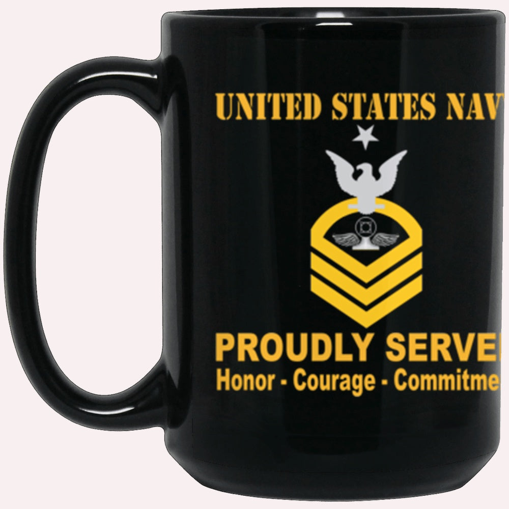 Us Navy Mug, Veterans Mug, US Navy AC E-8 Black Mug, Military Coffee Mugs, Us Navy Coffee Mugs