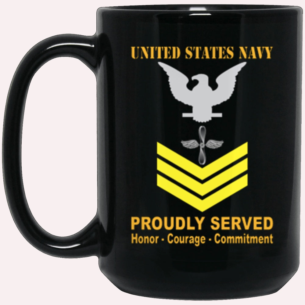Us Navy Mug, Veterans Mug, US Navy AD E-6 Gold Stripe Black Mug, Military Coffee Mugs, Us Navy Coffee Mugs