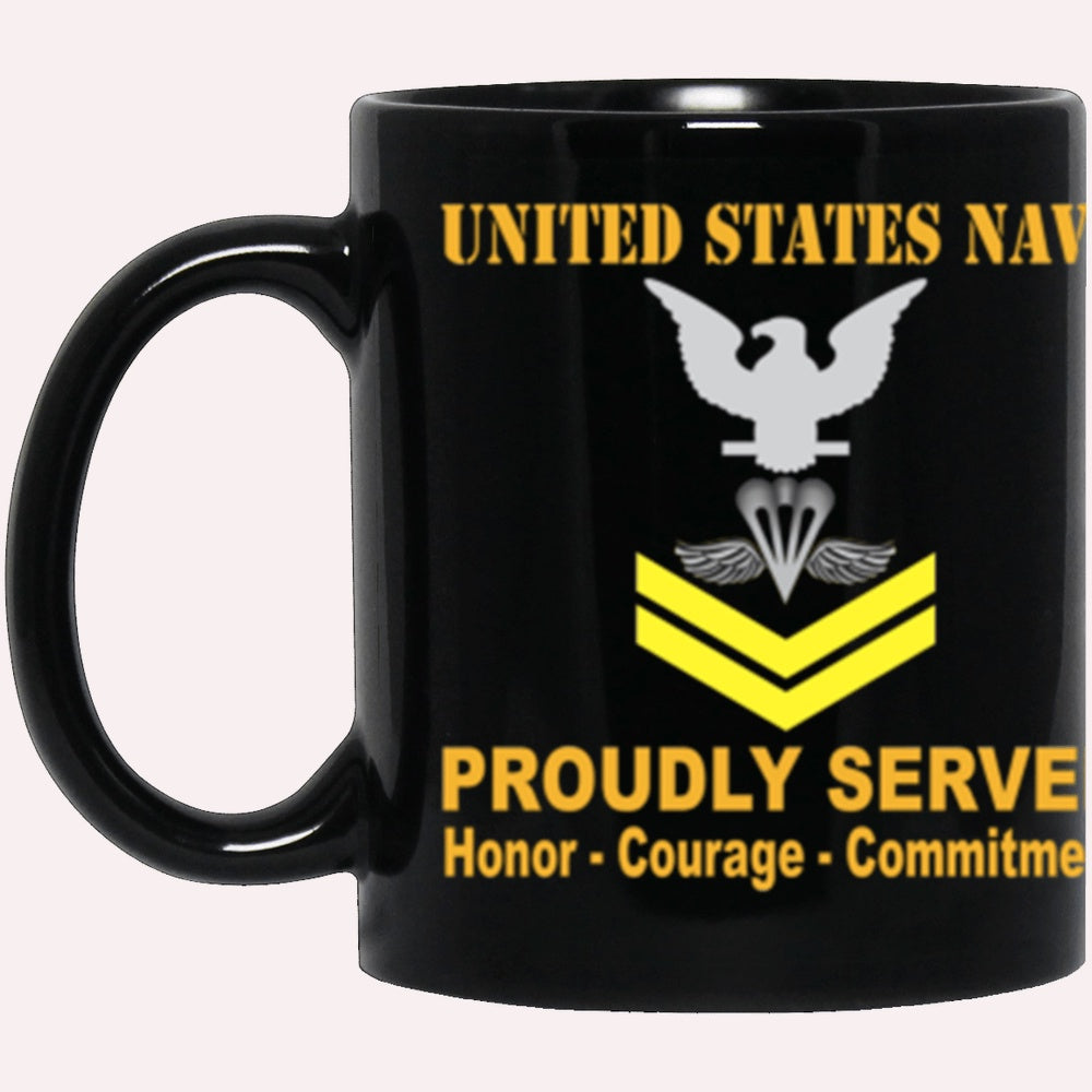 Us Navy Mug, Veterans Mug, US Navy Aircrew Survival Equipmentman Navy PR E-5 Gold Stripe Black Mug, Military Coffee Mugs, Us Navy Coffee Mugs
