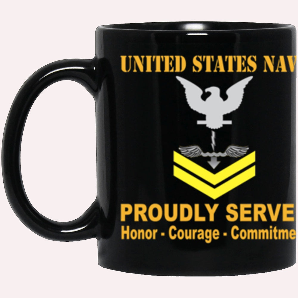 Us Navy Mug, Veterans Mug, US Navy Antisubmarine Warfare Technician Navy AX E-5 Gold Stripe Black Mug, Military Coffee Mugs, Us Navy Coffee Mugs