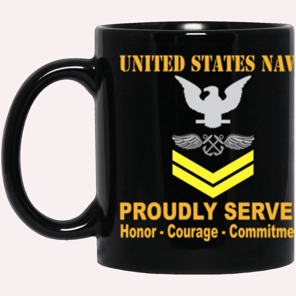 Us Navy Mug, Veterans Mug, US Navy Aviation Boatswain's Mate Navy AB E-5 Gold Stripe Black Mug, Military Coffee Mugs, Us Navy Coffee Mugs