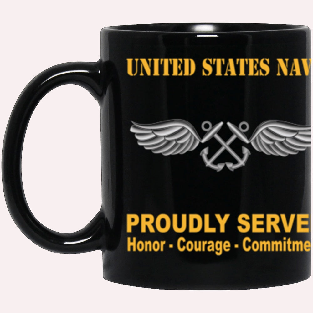 Us Navy Mug, Veterans Mug, US Navy Aviation Boatswain's Mate Navy AB Proudly Served Core Values Black Mug, Military Coffee Mugs, Us Navy Coffee Mugs