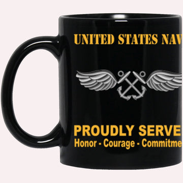 Us Navy Mug, Veterans Mug, US Navy Aviation Boatswain's Mate Navy AB Proudly Served Core Values Black Mug, Military Coffee Mugs, Us Navy Coffee Mugs