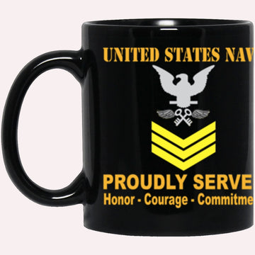 Us Navy Mug, Veterans Mug, US Navy Aviation Storekeeper Navy AK E-6 Gold Stripe Black Mug, Military Coffee Mugs, Us Navy Coffee Mugs