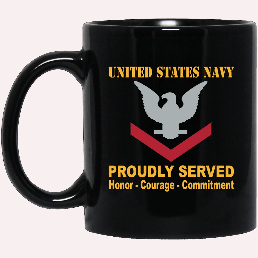 Us Navy Mug, Veterans Mug, US Navy E-4 Petty Officer Third Class E4 PO3 Collar Device Black Mug, Military Coffee Mugs, Us Navy Coffee Mugs