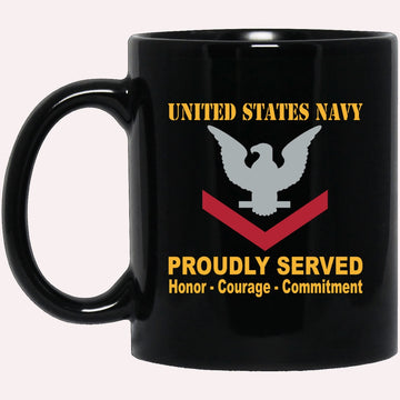 Us Navy Mug, Veterans Mug, US Navy E-4 Petty Officer Third Class E4 PO3 Collar Device Black Mug, Military Coffee Mugs, Us Navy Coffee Mugs