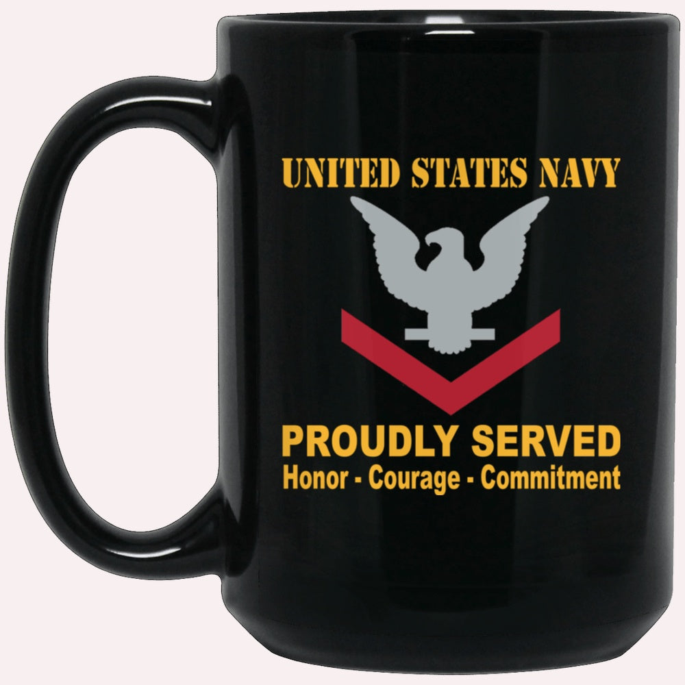Us Navy Mug, Veterans Mug, US Navy E-4 Petty Officer Third Class E4 PO3 Collar Device Black Mug, Military Coffee Mugs, Us Navy Coffee Mugs
