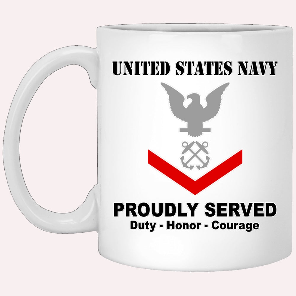Us Navy Mug, Veterans Mug, US Navy E-4 Petty Officer Third Class E4 PO3 Noncommissioned Officer Ranks White Coffee Mug, Military Coffee Mugs, Us Navy Coffee Mugs