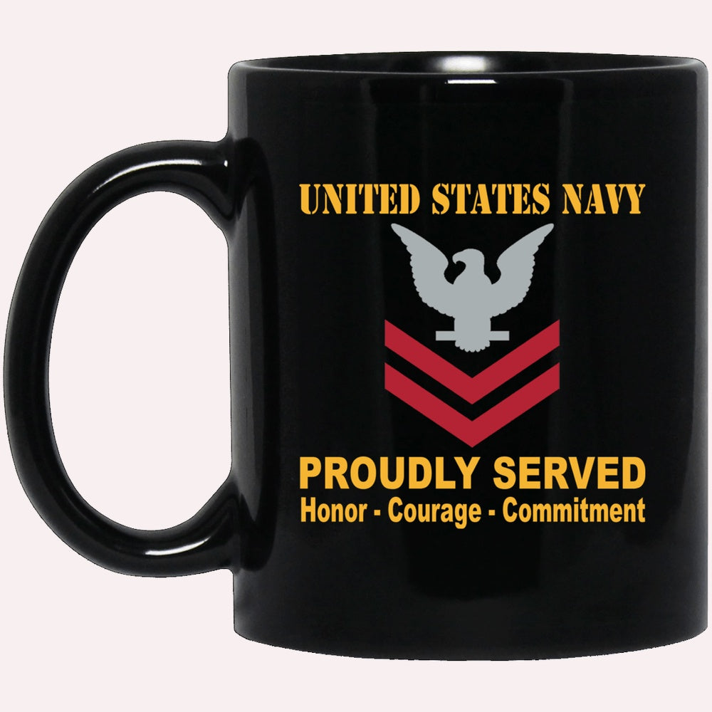 Us Navy Mug, Veterans Mug, US Navy E-5 Petty Officer Second Class E5 PO2 Collar Device Black Mug, Military Coffee Mugs, Us Navy Coffee Mugs