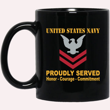 Us Navy Mug, Veterans Mug, US Navy E-5 Petty Officer Second Class E5 PO2 Collar Device Black Mug, Military Coffee Mugs, Us Navy Coffee Mugs