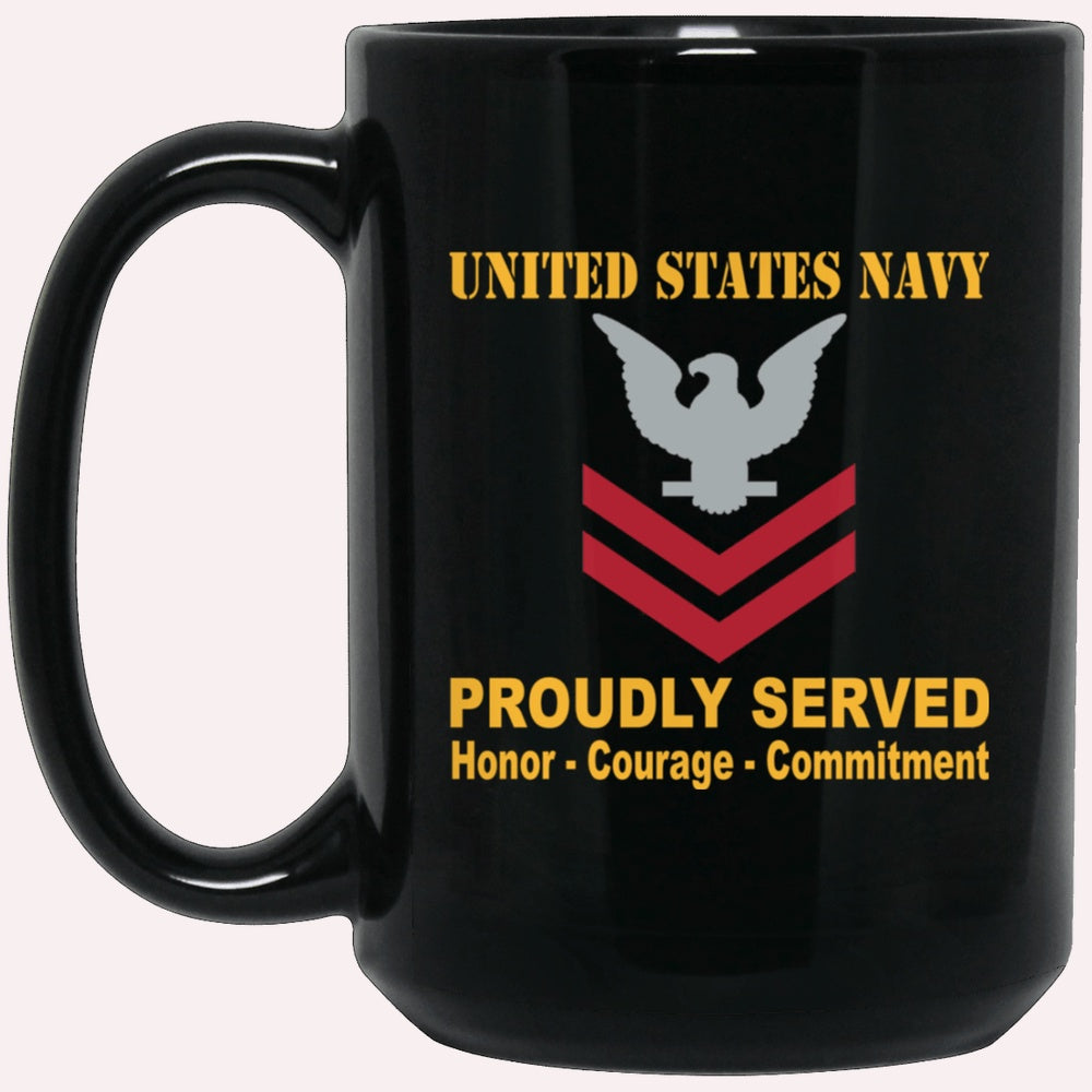 Us Navy Mug, Veterans Mug, US Navy E-5 Petty Officer Second Class E5 PO2 Collar Device Black Mug, Military Coffee Mugs, Us Navy Coffee Mugs