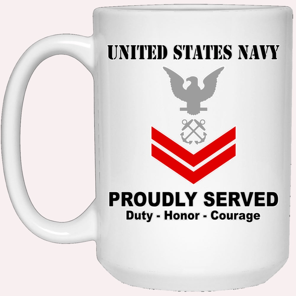 Us Navy Mug, Veterans Mug, US Navy E-5 Petty Officer Second Class E5 PO2 Noncommissioned Officer Ranks White Coffee Mug, Military Coffee Mugs, Us Navy Coffee Mugs