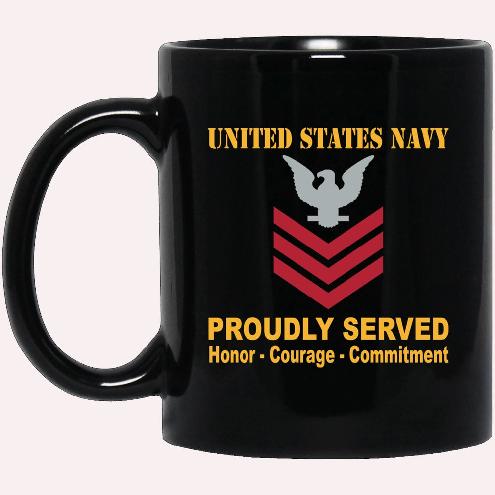 Us Navy Mug, Veterans Mug, US Navy E-6 Petty Officer First Class E6 PO1 Collar Device Black Mug, Military Coffee Mugs, Us Navy Coffee Mugs