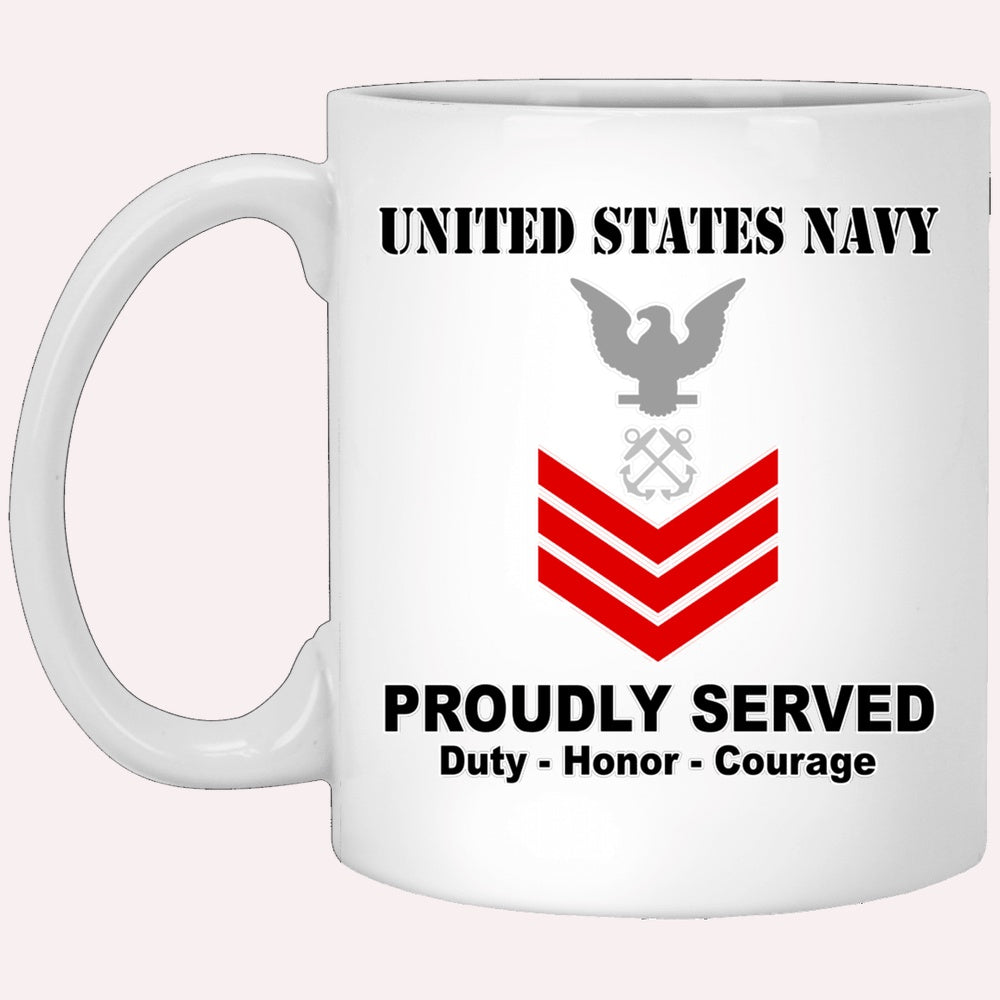 Us Navy Mug, Veterans Mug, US Navy E-6 Petty Officer First Class E6 PO1 Noncommissioned Officer Ranks White Coffee Mug, Military Coffee Mugs, Us Navy Coffee Mugs