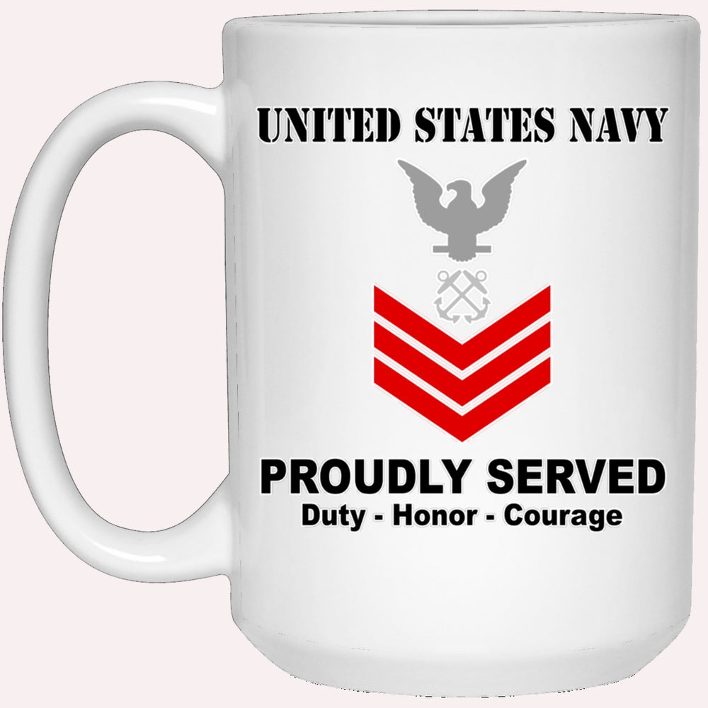 Us Navy Mug, Veterans Mug, US Navy E-6 Petty Officer First Class E6 PO1 Noncommissioned Officer Ranks White Coffee Mug, Military Coffee Mugs, Us Navy Coffee Mugs