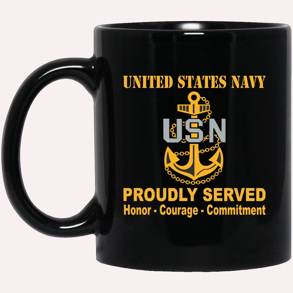 Us Navy Mug, Veterans Mug, US Navy E-7 Chief Petty Officer E7 CPO Senior Noncommissioned Officer Collar Device Black Mug, Military Coffee Mugs, Us Navy Coffee Mugs