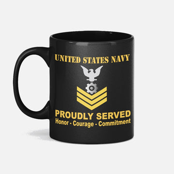 Us Navy Mug, Veterans Mug, US Navy Engineman Navy EN E-6 Gold Stripe Black Mug, Military Coffee Mugs, Us Navy Coffee Mugs