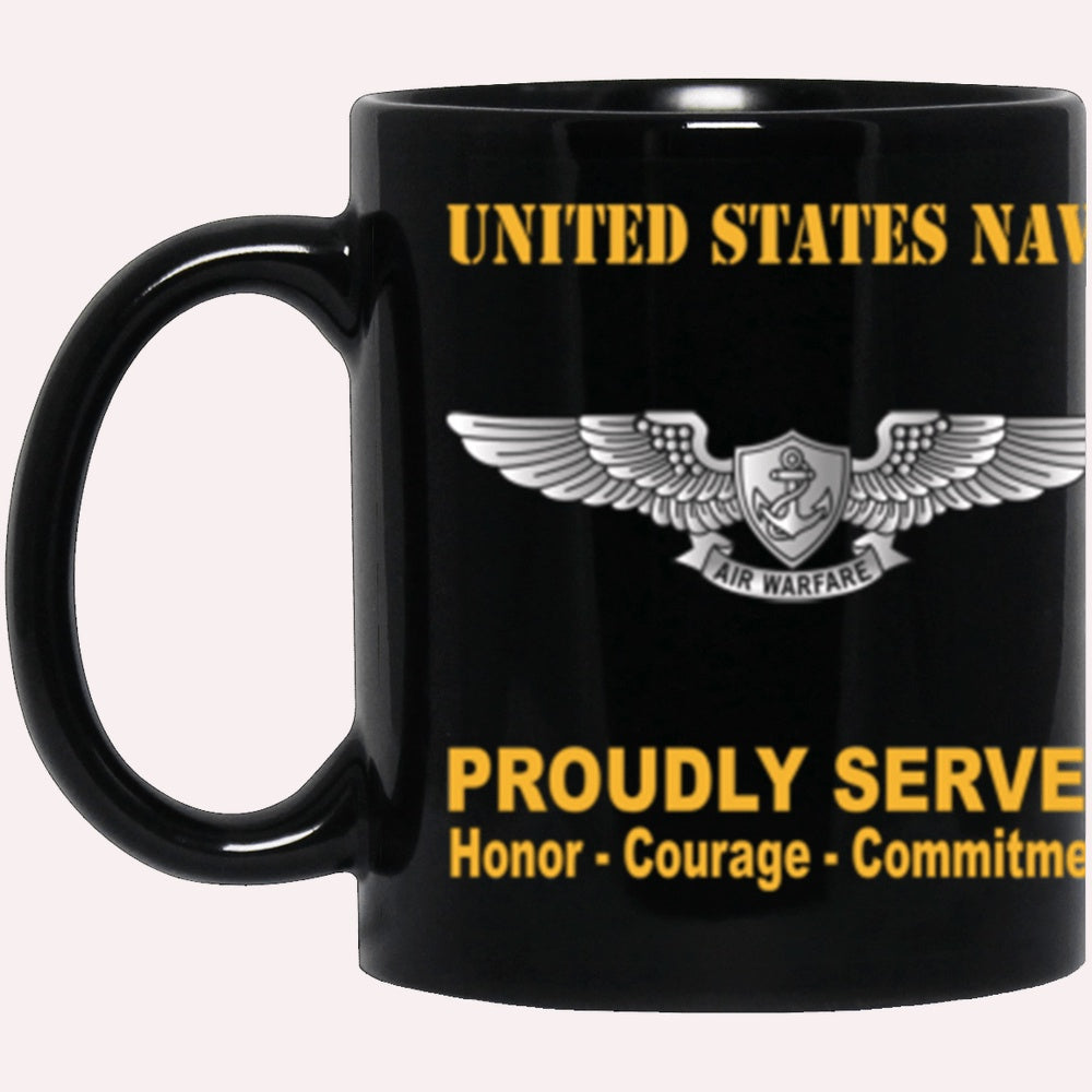 Us Navy Mug, Veterans Mug, US Navy Enlisted Aviation Warfare Specialist Proudly Served Core Values Black Mug, Military Coffee Mugs, Us Navy Coffee Mugs