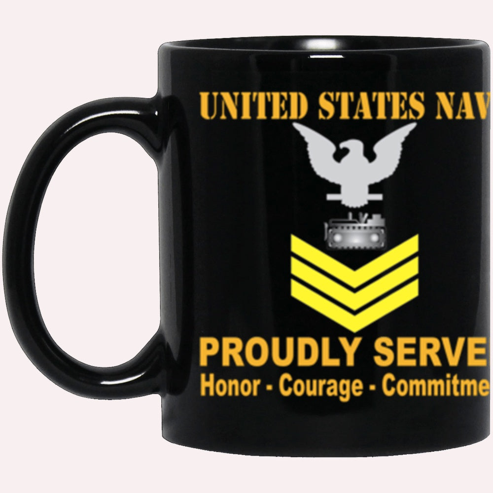 Us Navy Mug, Veterans Mug, US Navy Equipment Operator Navy EO E-6 Gold Stripe Black Mug, Military Coffee Mugs, Us Navy Coffee Mugs