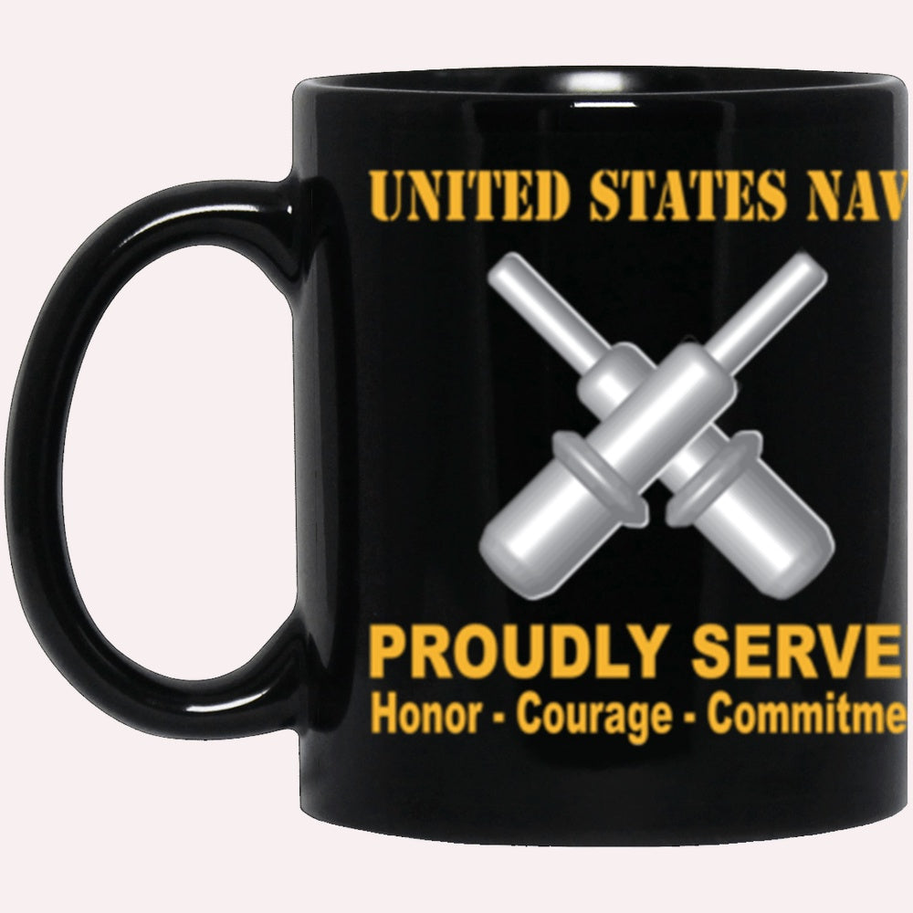Us Navy Mug, Veterans Mug, US Navy Gunner's mate Navy GM Proudly Served Core Values Black Mug, Military Coffee Mugs, Us Navy Coffee Mugs