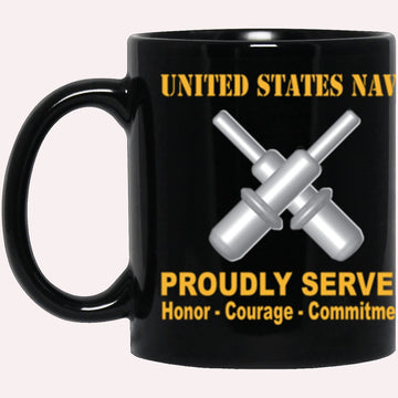 Us Navy Mug, Veterans Mug, US Navy Gunner's mate Navy GM Proudly Served Core Values Black Mug, Military Coffee Mugs, Us Navy Coffee Mugs